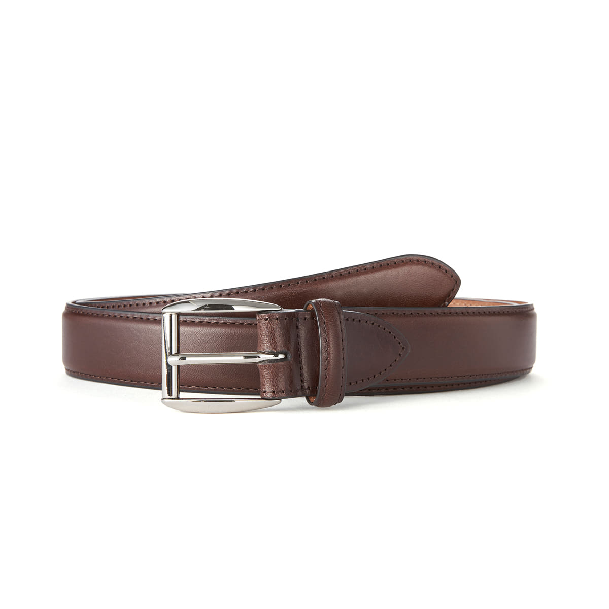 Dk brown leather belt (Silver Buckle)