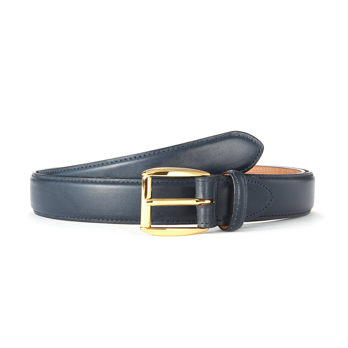 Navy Bridle Leather Belt (Gold Buckle)