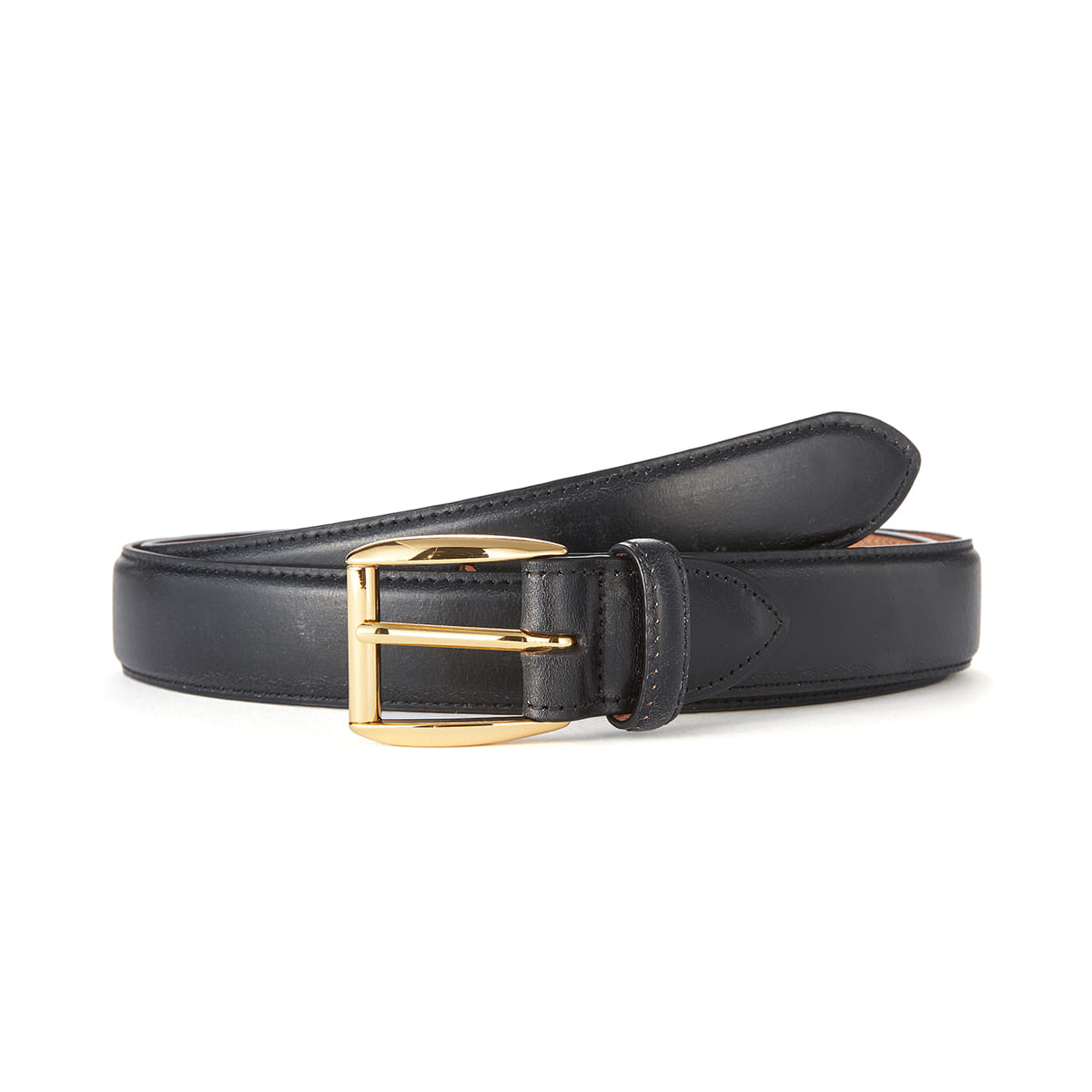 Black Bridle Leather Belt (Gold Buckle)