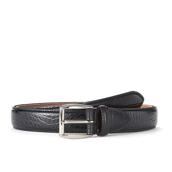 Black Croc Leather Belt (Silver Buckle)