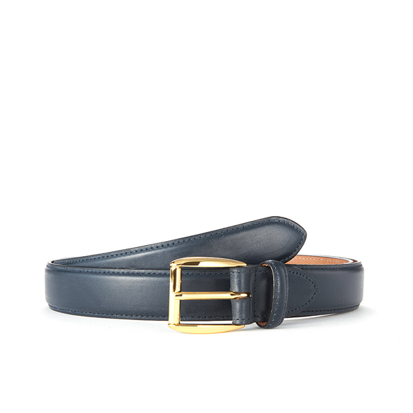 Navy Bridle Leather Belt (Gold Buckle)