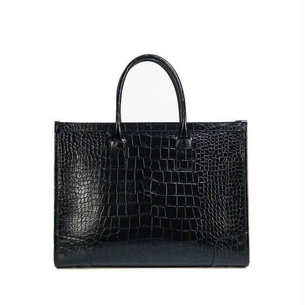 A054 Black Croc Leather Tote Bag